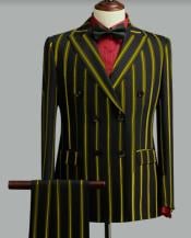  Black and Gold Pinstripe Double Breasted Suit