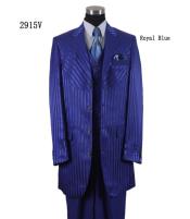  Tone on Tone - Shiny Fabric Zoot Suit - Royal Blue