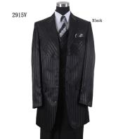  Tone on Tone - Shiny Fabric Zoot Suit - Black