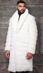 Mens Fashion Ivory Faux Fur Overcoat