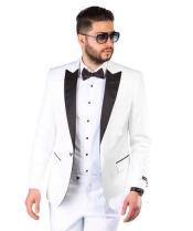  Mens One Button Notch Lapel Suit White