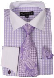  Mens Fashion Dress Shirt Matching Color Lavender