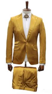  Sateen Suit - Shiny Suit - Gold Sharkskin Suit