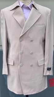  Tan Suit With Wide Leg Pants - 6 Buttons Style