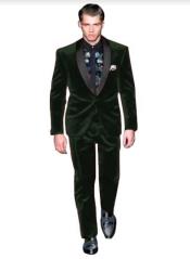  Olive Green Velvet Fabric Suit  With Velvet Tuxedos Fabric