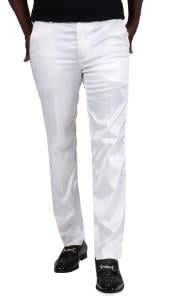  Shiny Dress Pants - Sateen White Mens Pants