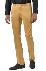 Shiny Dress Pants - Sateen Gold Mens Pants