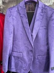  Mens Prom Tuxedo Paisley Suit - Wedding Floral Suit- Lavender - Light