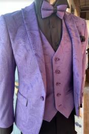  Mens Prom Tuxedo Paisley Suit - Wedding Floral Suit- Purple Wedding Jacket