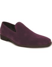  Mens Vegan Suede Wedding and Slip On Loafer Dress Shoe in Purple