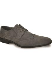  Mens Vegan Suede Wedding and Prom Wingtip Lack Up Dress Shoe in