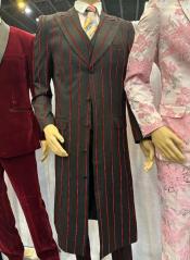  Maxi Length - Black and Red Pinstripe Zoot Suit - Long Suit