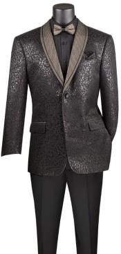  Prom Suit - Black - Paisley Floral Tuxedo - Wedding Groom Suit