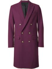  Mens Burgundy 44Inch Long Double Breasted Overcoat Winter Mens Topcoat Sale