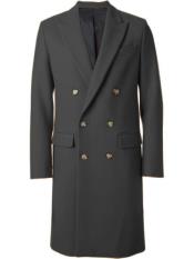  Mens Dark Grey 44Inch Long Double Breasted Overcoat Winter Mens Topcoat Sale