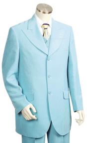  Mens Light Blue Wide Lapel 3 Piece Fancy Style Suit