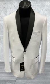  Mens Big and Tall Blazer - White Plus Size Tuxedo Jacket