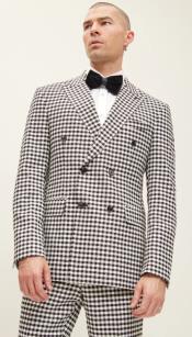  Mens Double Breasted Houndstooth Suit With Matching Pants