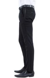  Black Tuxedo Pants - Sateen Stripe Dress Pants