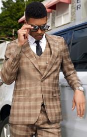  Brown Plaid Suit - Stacy Adams Mens Plaid Suit Brown Modern Fit SM150H1-05