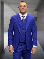  Athletic Suit - Cobalt Windowpane - Plaid Suit Modern Fit Side Vented
