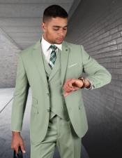  Sage Green Suits - 100% Wool Suit - Light Green Suit Double