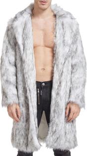  Faux Fur Coat for Men Luxury Cardigan Coat Winter Fashion White