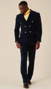  Mens Velvet Suit - Navy Suit