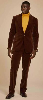 Mens Velvet Suit - Brown Suit