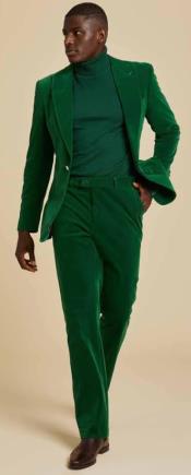  Mens Velvet Suit - Green Suit