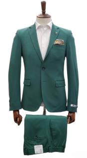  Gianni Testi Suit - Ultra Slim Suit - Stretch Fabric Suit Green