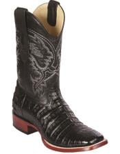  Black Caiman Square Toe Cowboy Boots