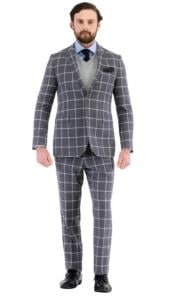  Big and Tall Suit - Plaid Suit - 1920s Gangster Grey Suit