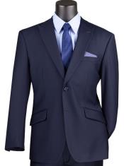  Vinci Mens Navy 2-Button Peak Lapel Modern-Fit Suit