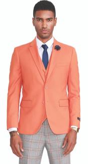  Mens Notch Lapel Two Button Vested Summer Suit Orange Plaid Pants