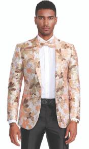  Mens One Button Slim Fit Prom Tuxedo Jacket in Peach and Orange
