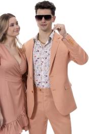  Mens Two Button Notch Lapel Modern Fit Casual Summer Linen Suit in