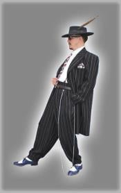  Mens High Fashion Vested Black and White Pinstripe Zoot Suit For Sale