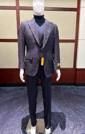  Wool Suit - Mens Plaid Suit - Checkered Windowpane - Super 150s