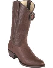  R Toe Cowboy Boots - Round Toe Cowboy Boots - Los Altos Shark R-Toe Brown Cowboy Boots