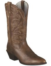  R Toe Cowboy Boots - Round Toe Cowboy Boots - Ariat Womens Heritage Western R Toe Russet Rebel