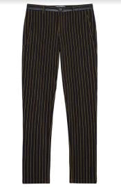  Black and Gold Pinstripe Gangster Dress Pants - 1920s Mobster Slacks