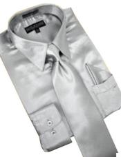  Mens Silver Dress Shirt - Silver Grey