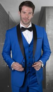  Blue 1-Button Shawl Tuxedo
