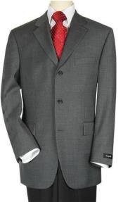  Mens 3 Button Blazer - Three Button Dark Charcoal Sport Coat - Side Vented - Wool Blazer