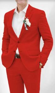 Mens Cotton Suit - Red Summer Suit