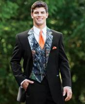  Army Green Tuxedo - Patterned - Two Toned Vested Olive Green Tuxedo