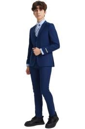  Boys Suit Indigo 5 pc Suits
