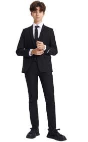  Boys Suit Black 5 pc Suits