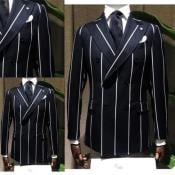 1920s Style Suit - Gangster Suit - Pinstripe Suit - Double Breasted Suits - Black and Gold Pinstripe - Black and White Pinstripe